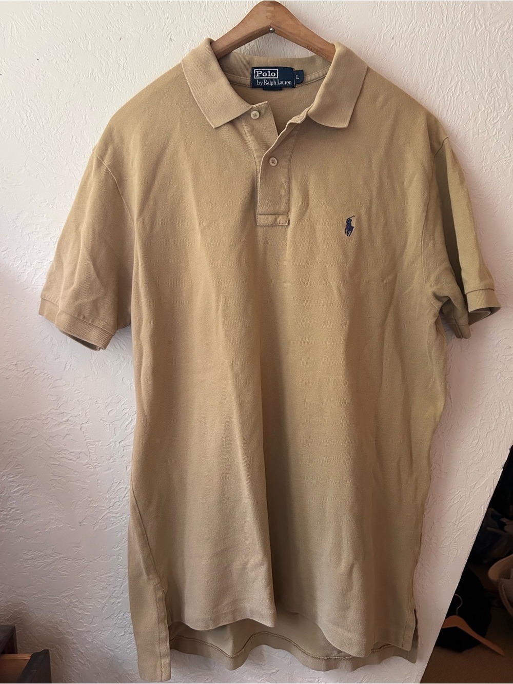 Ralph Lauren Polo Shirt in Tan with Navy Logo
